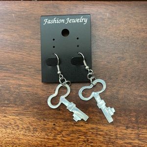 Mother of Pearl Key Dangling Earrings